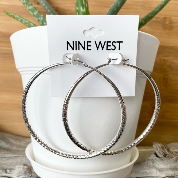 Nine West Jewelry - NWT NINE WEST large, oversized, silver hoop earrings